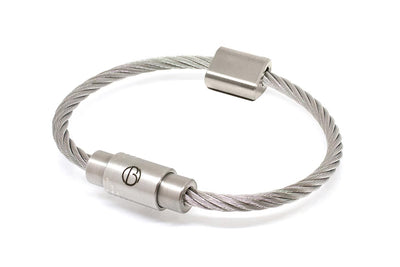 Capsule Bead and Stainless Steel CABLE Bracelet - Free Text Engraving*