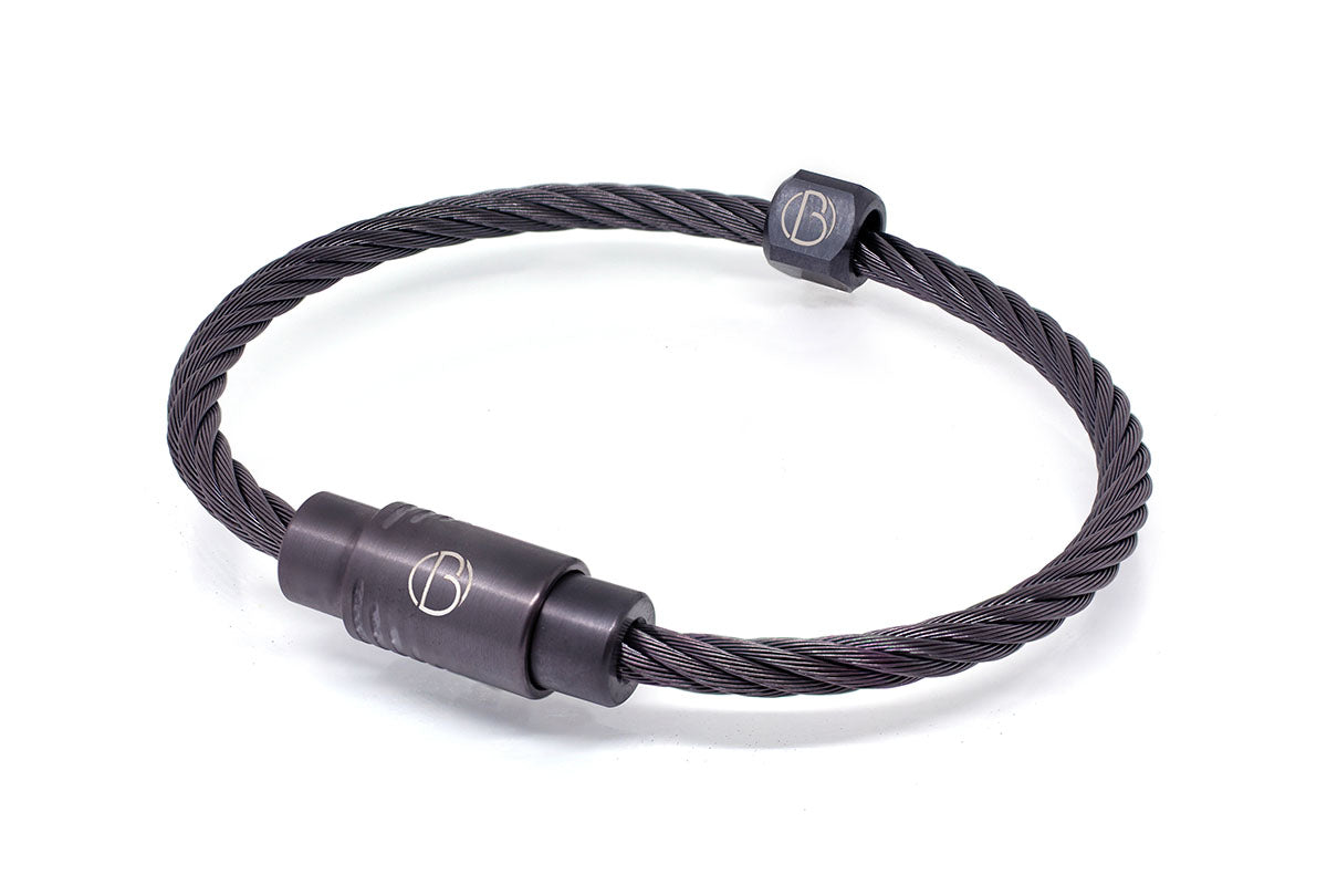 Anthracite PVD CABLE Stainless Steel Bracelet - Free Text Engraving