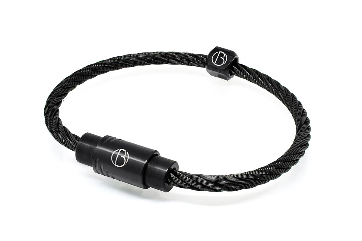 Diamond Black DLC CABLE Stainless Steel Bracelet - Free Text Engraving