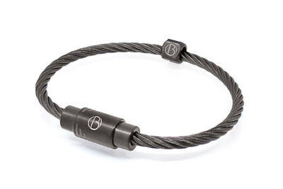 Graphite PVD CABLE Stainless Steel Bracelet - Free Text Engraving