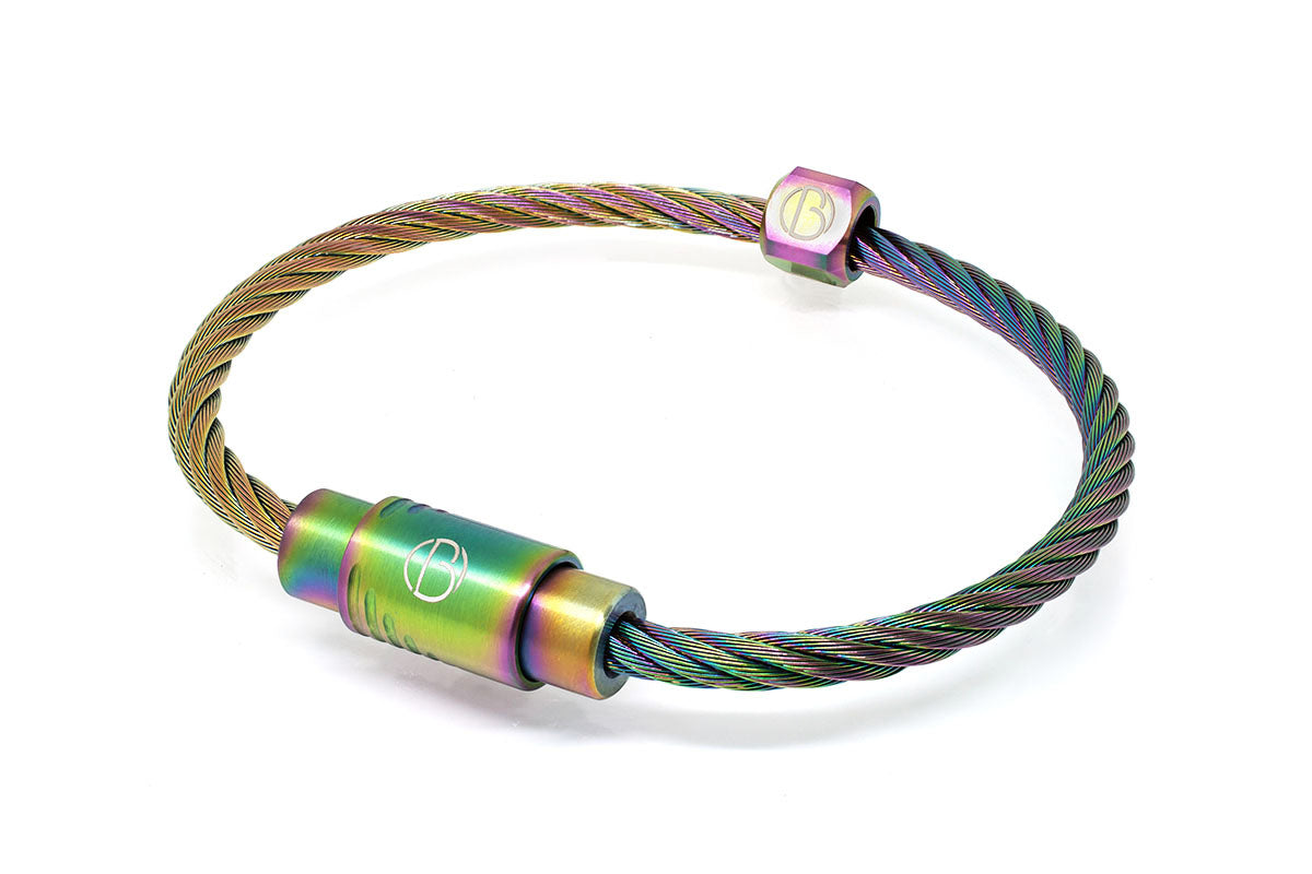 Rainbow PVD CABLE Stainless Steel Bracelet - Free Text Engraving