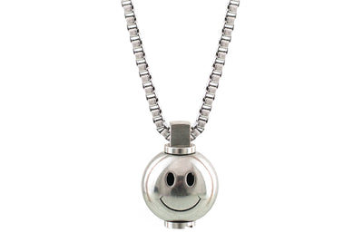 Big Smiley Stainless Steel Pendant Converter Necklace