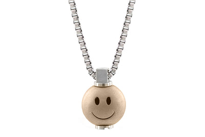 Big Smiley Stainless Steel Pendant Converter Necklace