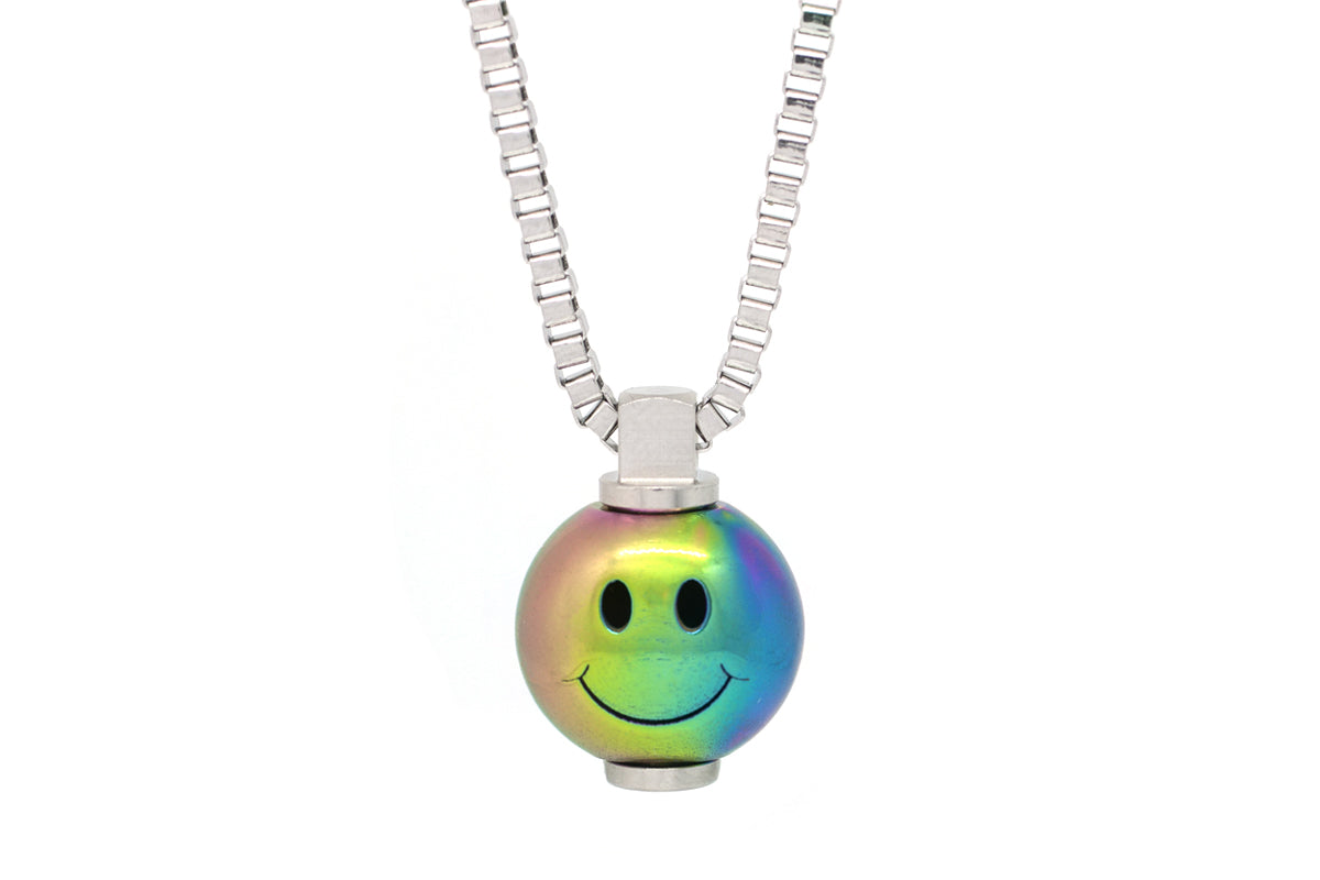 Big Smiley Stainless Steel Pendant Converter Necklace