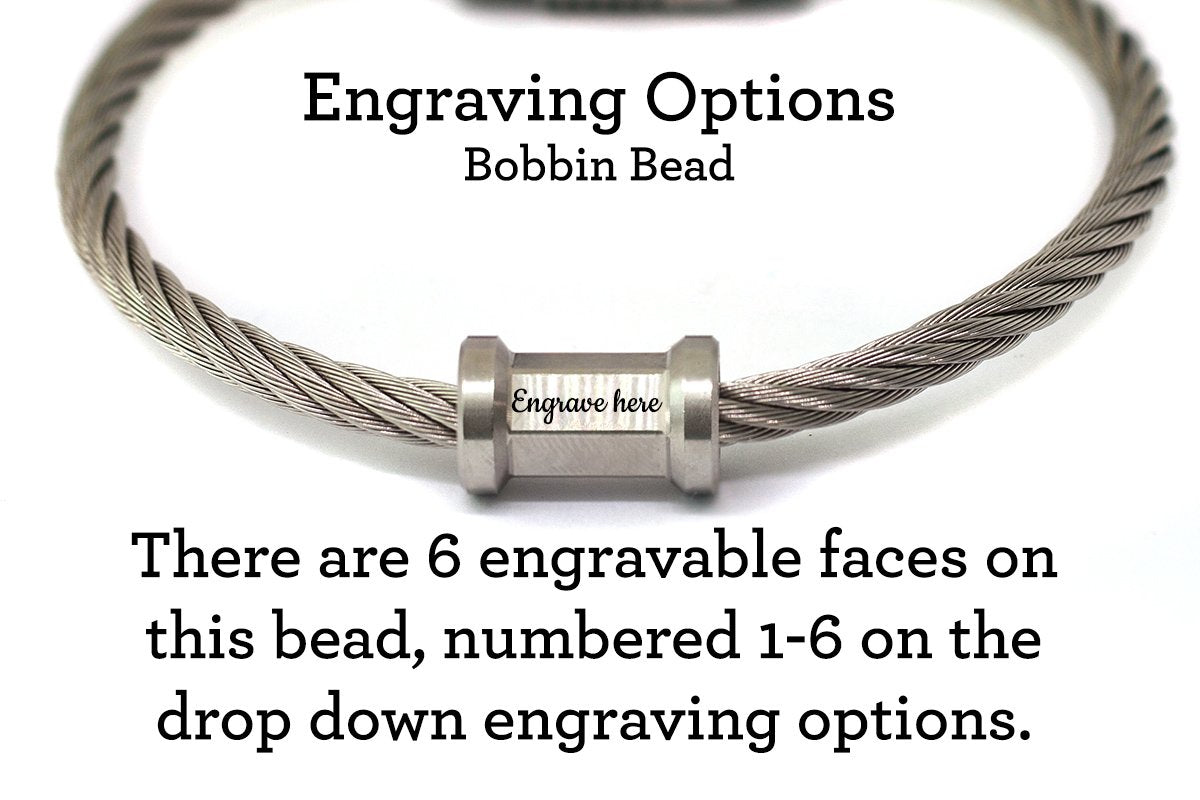 Stainless Steel Bobbin Bead - Free Text Engraving*