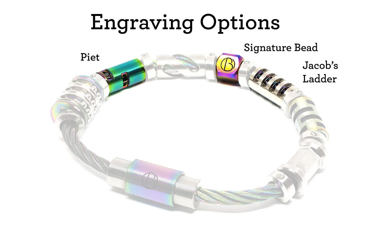Fully Loaded Chromatic CABLE Stainless Steel Bracelet - Free Text Engraving*