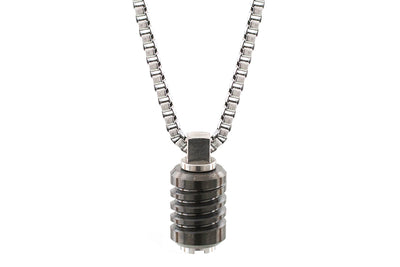 Jet Stainless Steel Pendant Converter Necklace