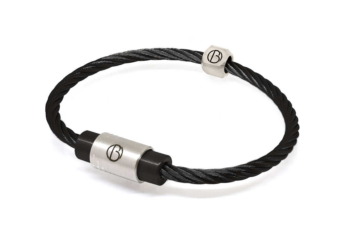 Midnight CABLE Stainless Steel Bracelet - Free Text Engraving