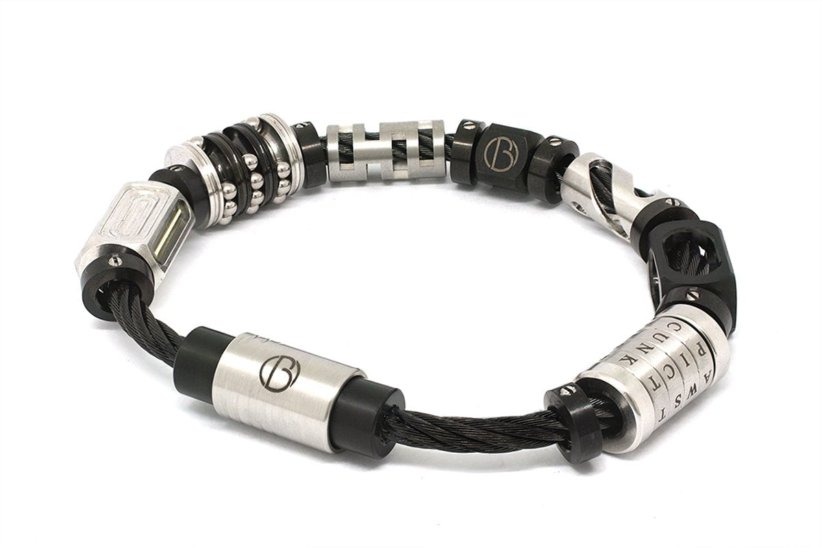Fully Loaded Midnight CABLE Stainless Steel Bracelet V2 - Free Text Engraving