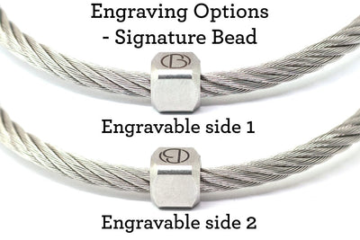 Diamond Black DLC CABLE Stainless Steel Bracelet - Free Text Engraving
