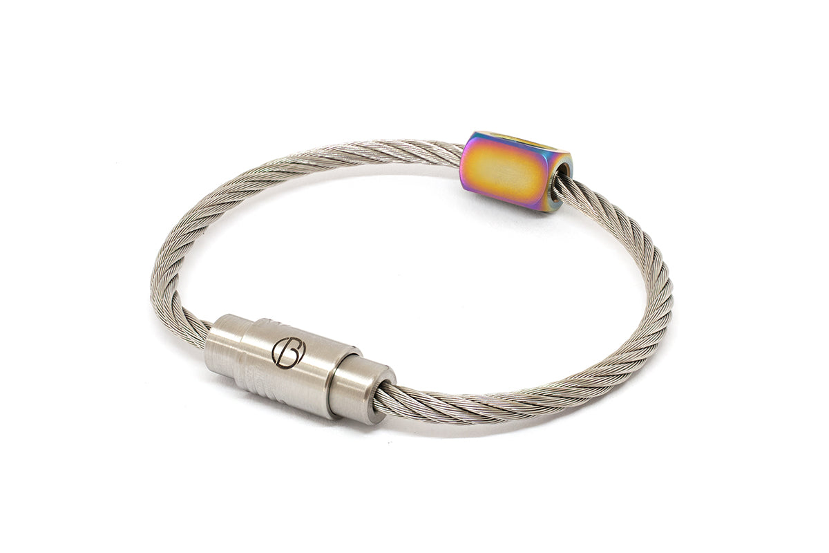 Medical ID Bead and Stainless Steel CABLE Bracelet